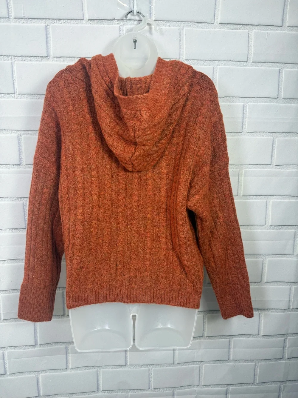 For The Republic Apple Spice Heather Hooded Knit Sweater Size S/P NWT